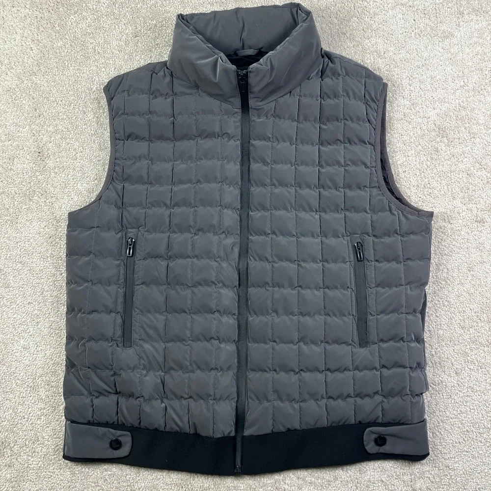 Emporio Armani Mens 3XL Puffer Wind Vest Gray Travel Quilted Packable Hooded